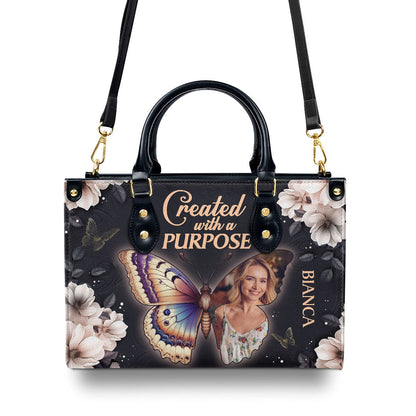 Created With A Purpose Personalized Leather Handbag - Custom Photo Bag - Jesus Handbag