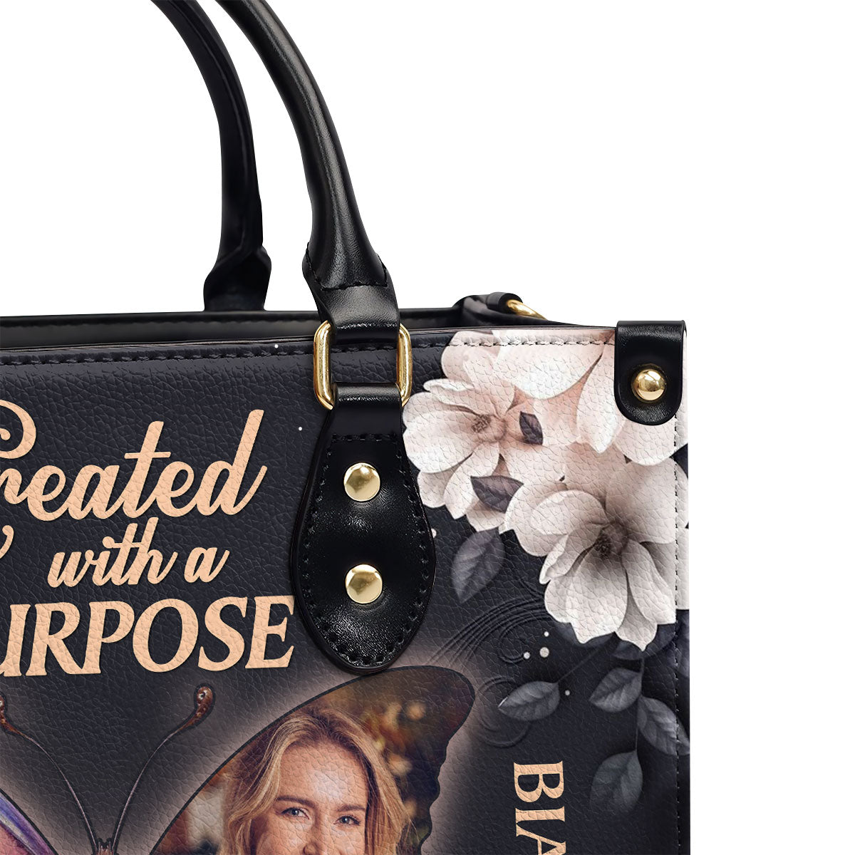 Created With A Purpose Personalized Leather Handbag - Custom Photo Bag - Jesus Handbag