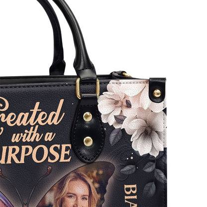 Created With A Purpose Personalized Leather Handbag - Custom Photo Bag - Jesus Handbag