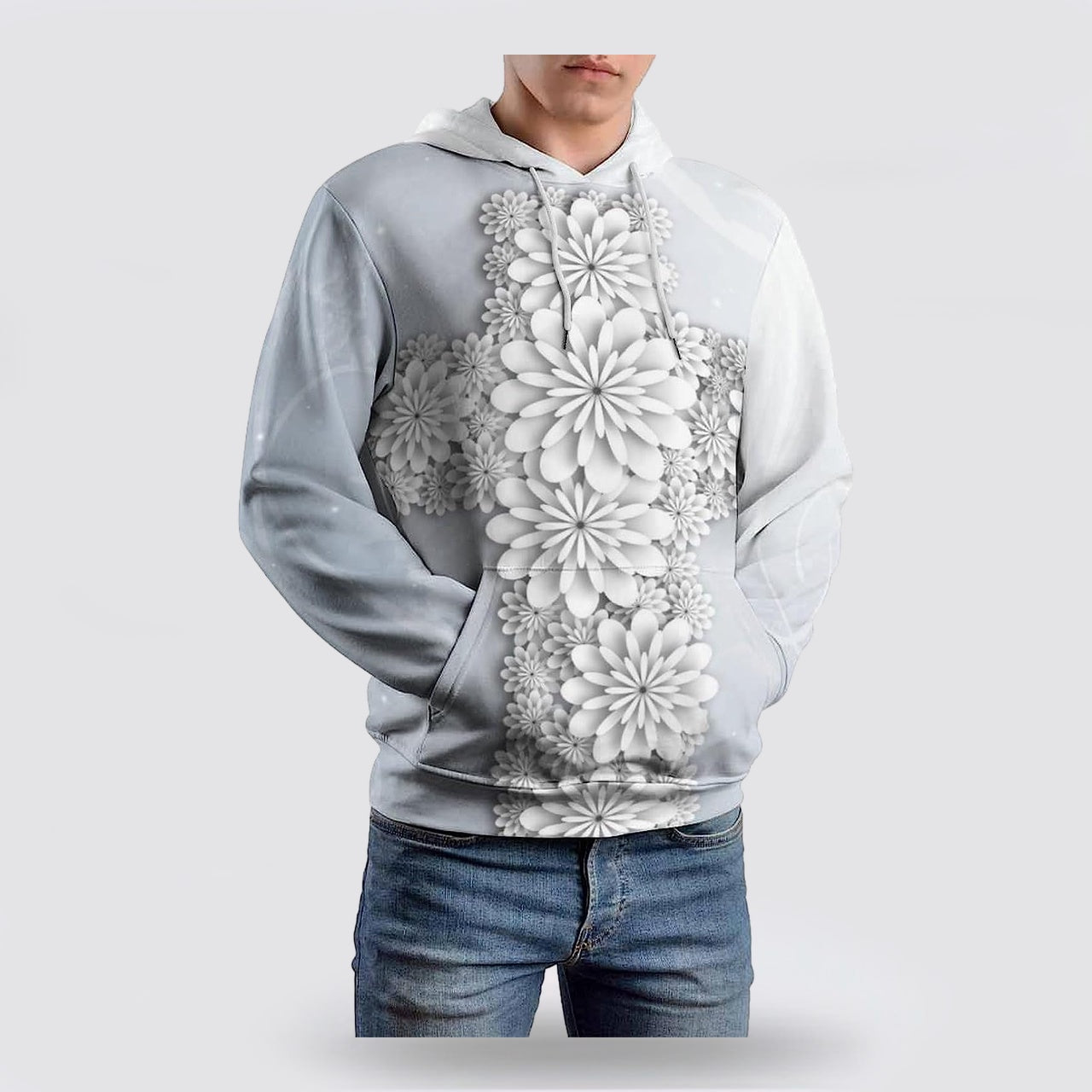 Cross Flowers 3d Hoodies For Women Men - Christian Apparel Hoodies