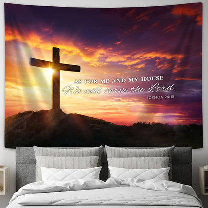 Cross As For Me And My House Tapestry - Christian Wall Tapestries