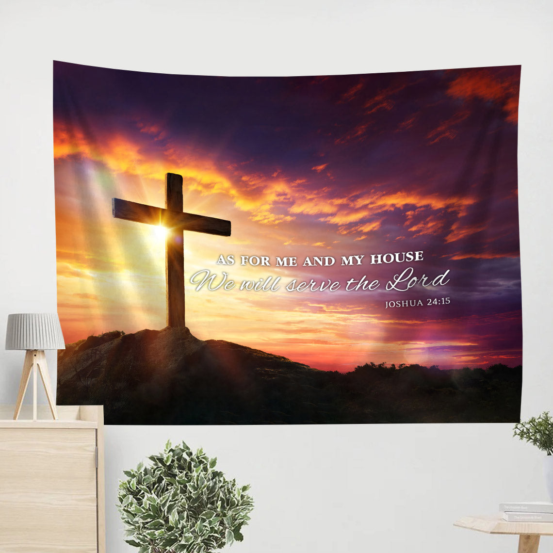 Cross As For Me And My House Tapestry - Christian Wall Tapestries