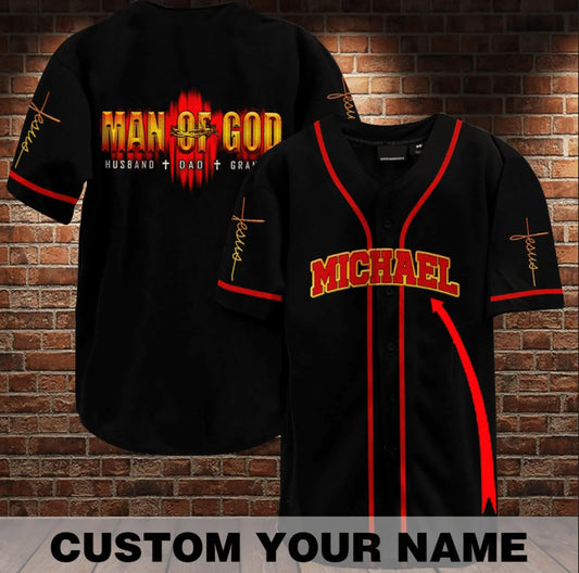 Cross Man Of God Husband Dad Custom Baseball Jersey - Personalized Jesus Baseball Jersey For Men and Women
