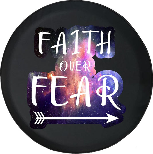 Cross Purple Faith Over Fear Galaxy Spare Tire Cover - Christian Tire Cover