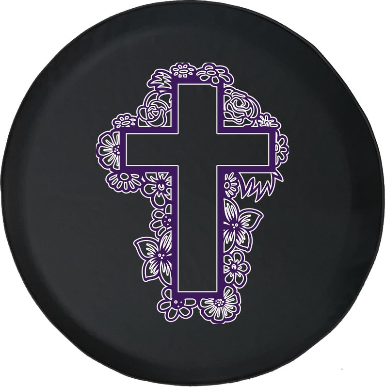 Cross Religious Believe Purple Spare Tire Cover - Christian Tire Cover