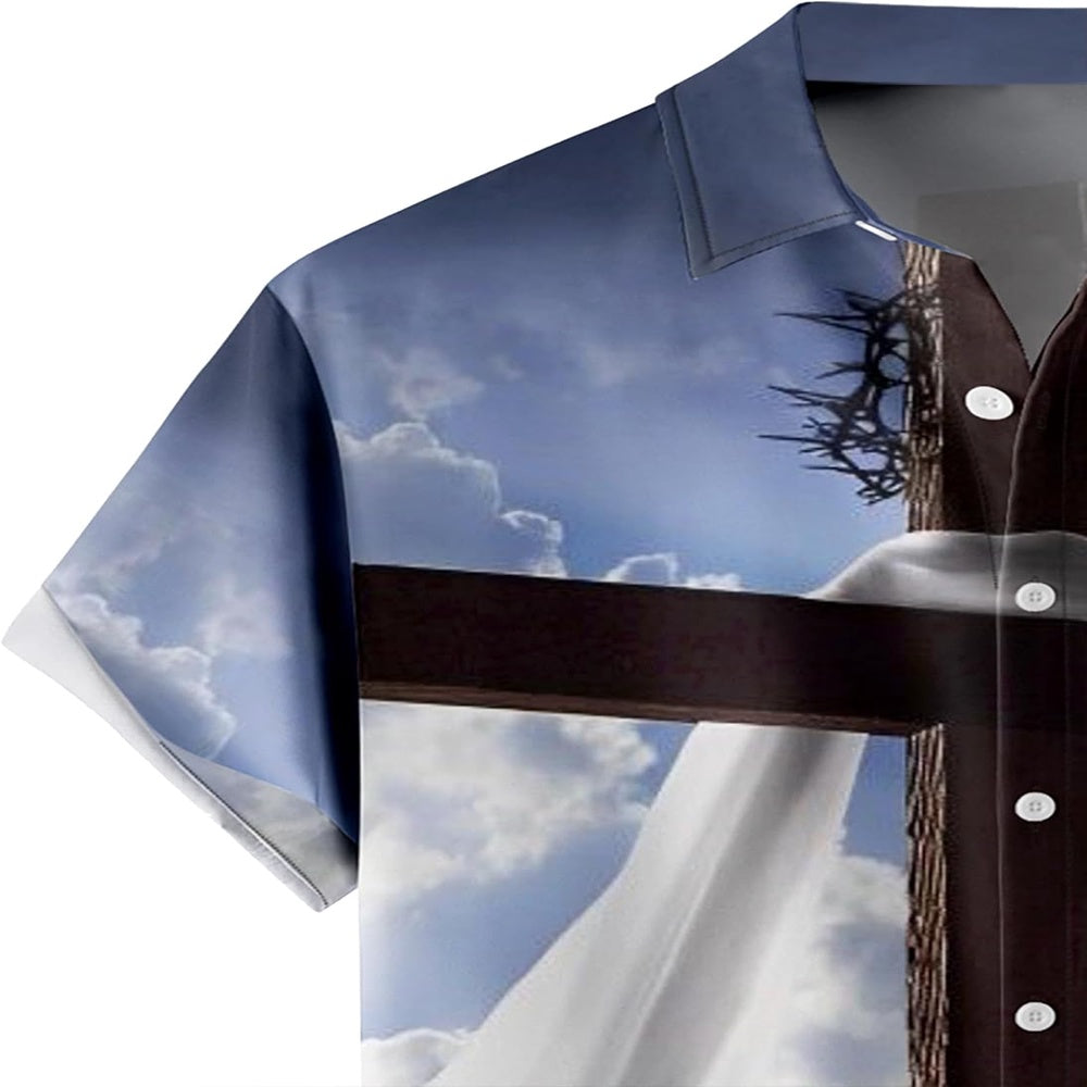 Cross Scarf Christian Hawaiian Shirt - Hawaiian Beach Shirts for Men Women