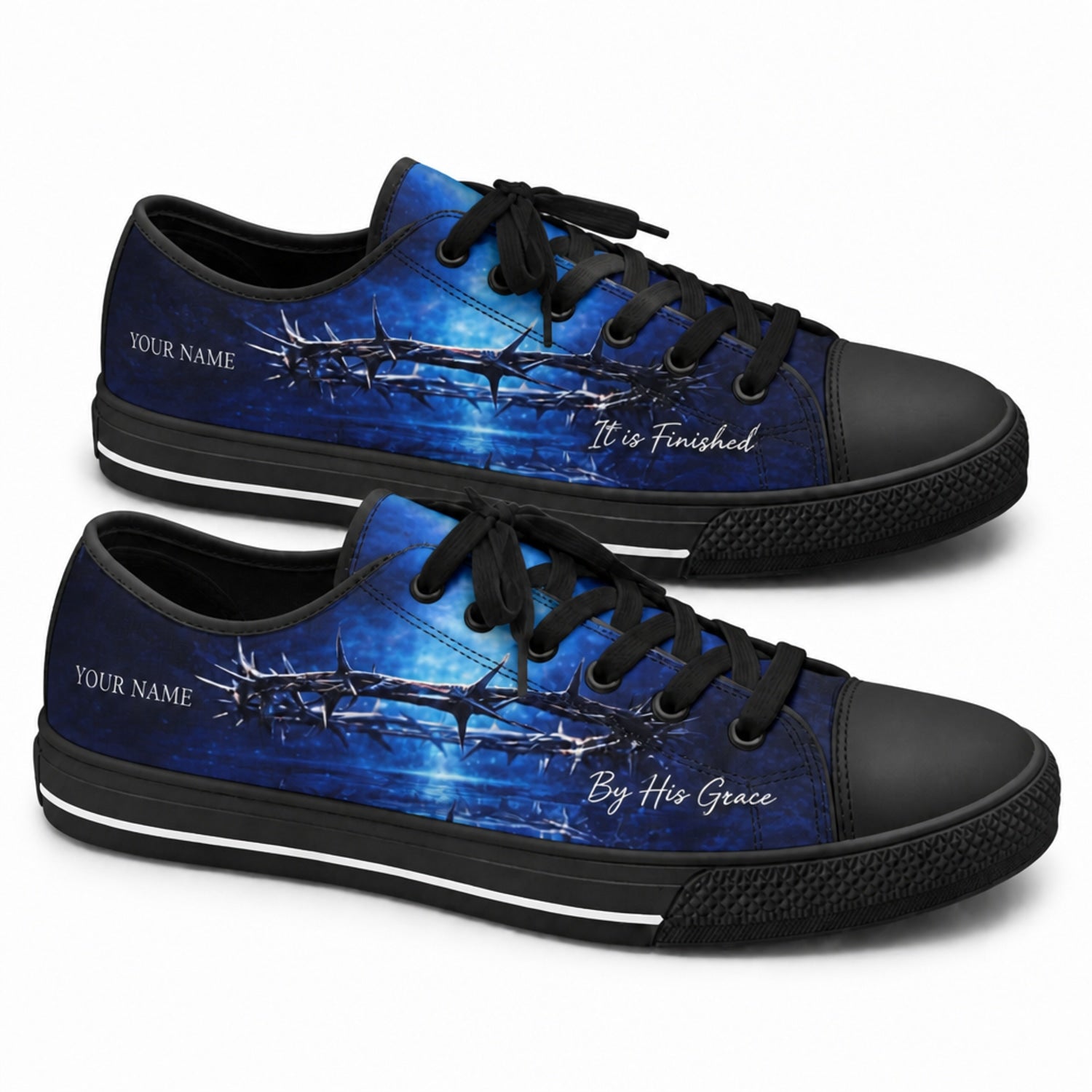 Crown Of Thorns Faith Custom Low Top Canvas Shoes black shoes  