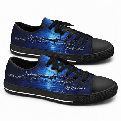 Crown Of Thorns Faith Custom Low Top Canvas Shoes black shoes  
