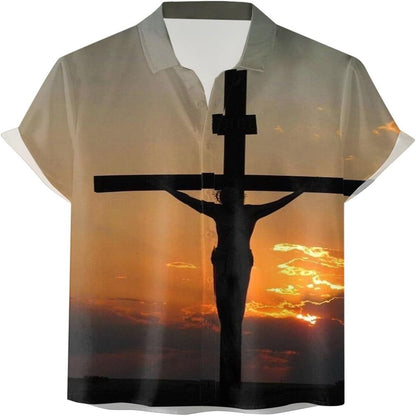 Crucifixion Of Jesus Cross Christian Hawaiian Shirt - Hawaiian Beach Shirts for Men Women