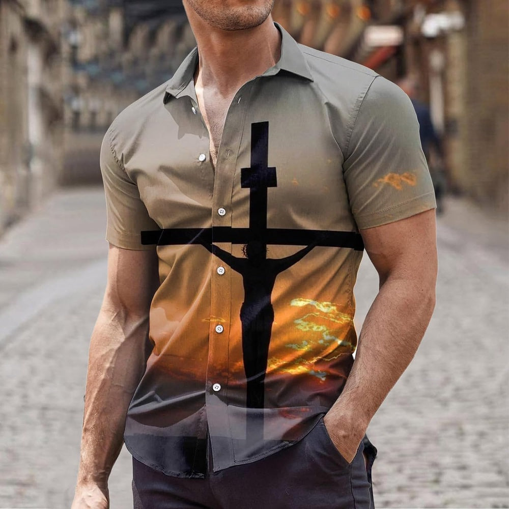 Crucifixion Of Jesus Cross Christian Hawaiian Shirt - Hawaiian Beach Shirts for Men Women