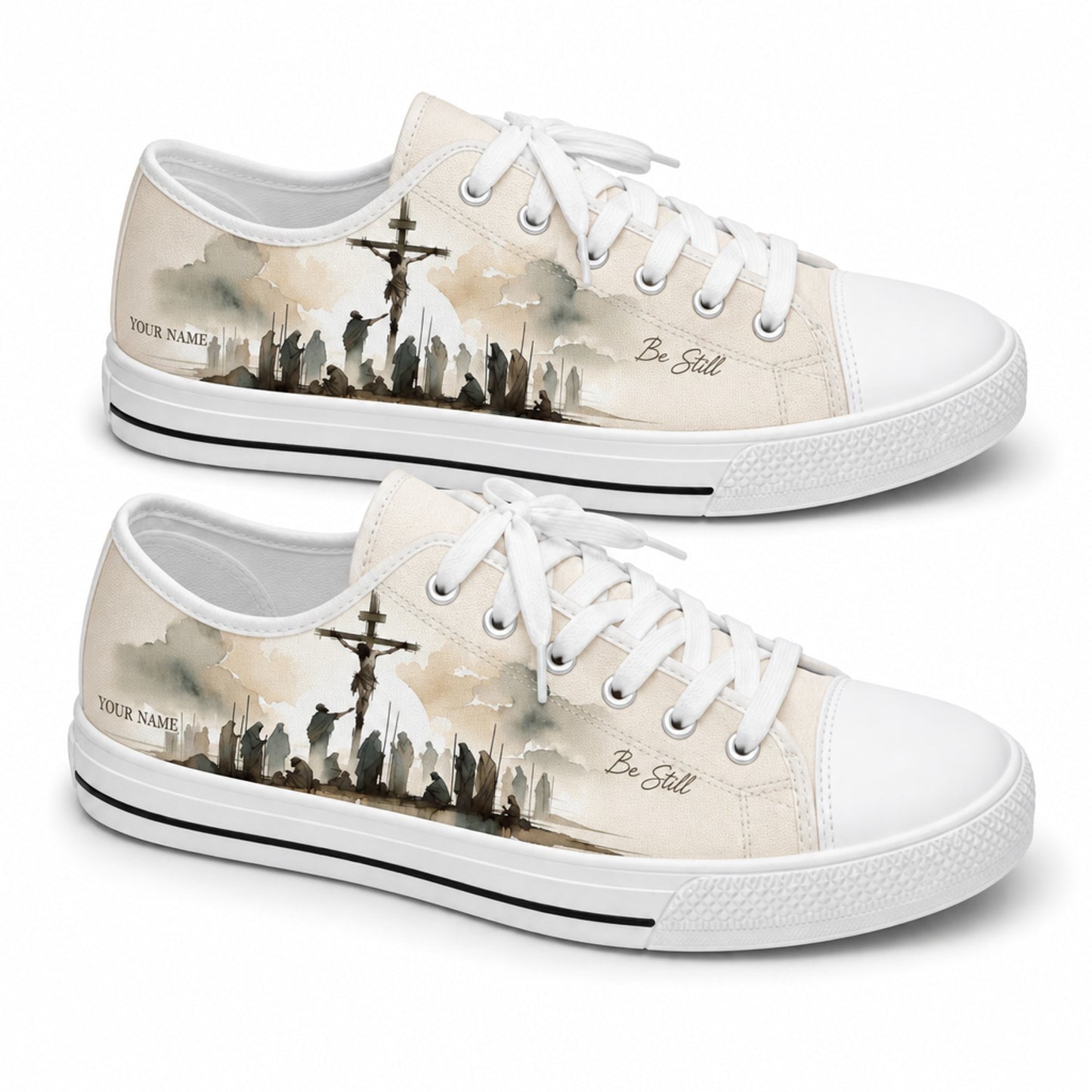 Crucifixion Silhouette Scene Classic Personalized Low Top Shoes        