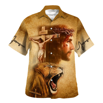 Cruxifion Of Jesus Lion Of Judah Hawaiian Shirt For Men and Women - Christian Hawaiian shirt