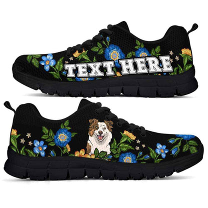 Custom Name Aussie Sneaker, Aussie Colorful Floral Flower Dog Lovers Sneakers Gym Running Shoes, Best Running Shoes