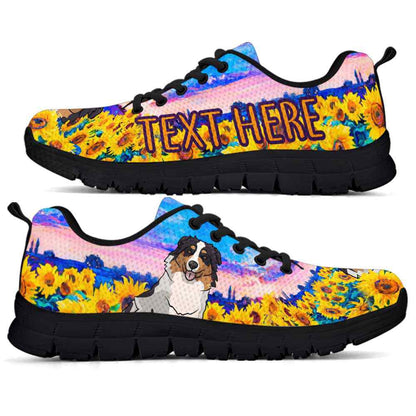 Custom Name Aussie Sneaker, Aussie Sunflower Sky Sneakers Running Shoes, Best Running Shoes