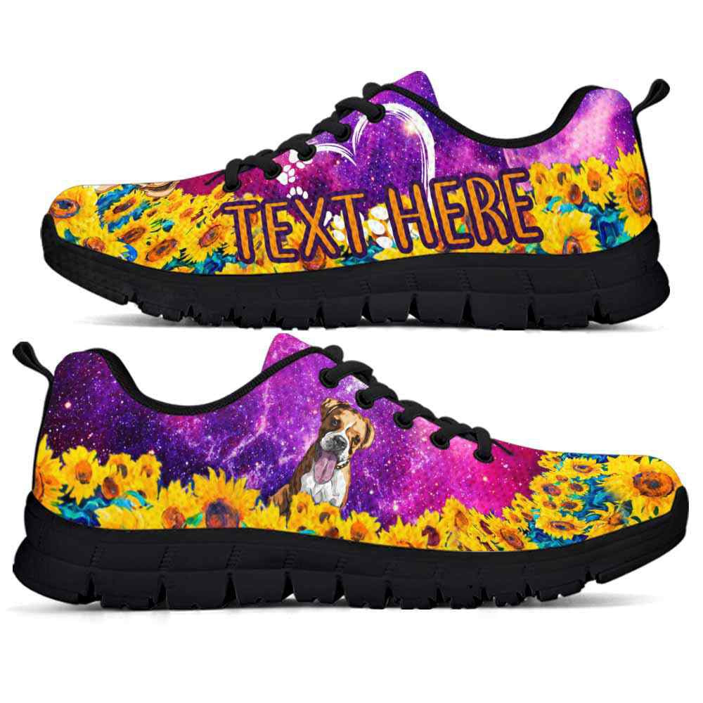 Custom Name Boxer Sneaker, Boxer Sunflower Galaxy Sneakers Running Shoes, Best Running Shoes