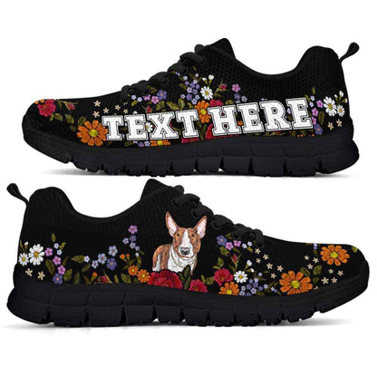 Custom Name Bull Terrier Sneaker, Bull Terrier Colorful Flower Floral Dog Lovers Sneakers Gym Running Shoes, Best Running Shoes