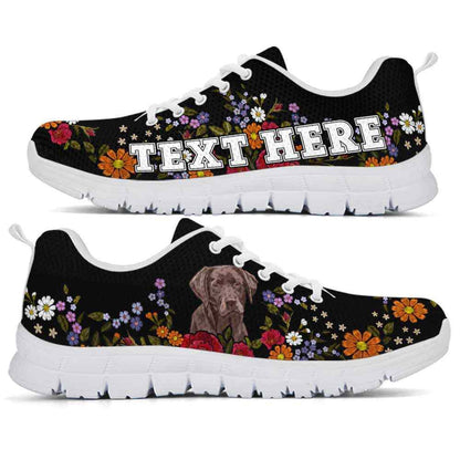 Custom Name Labrador Retriever Sneaker, Lab Colorful Flower Floral Dog Lovers Sneakers Gym Running Shoes, Best Running Shoes