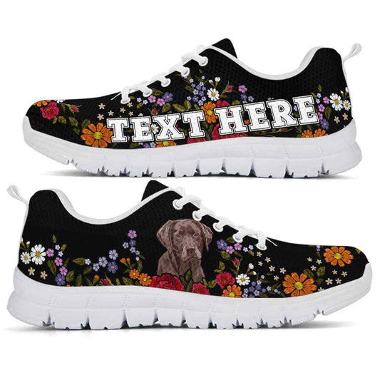 Custom Name Labrador Retriever Sneaker, Lab Colorful Flower Floral Dog Lovers Sneakers Gym Running Shoes, Best Running Shoes