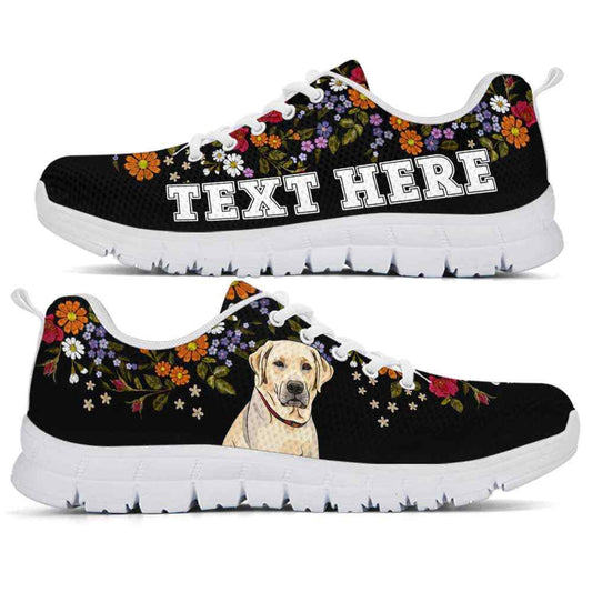 Custom Name Labrador Retriever Sneaker, Lab Flower Floral Colorful Dog Lovers Sneakers Gym Running Shoes, Best Running Shoes