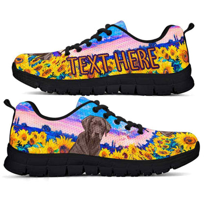 Custom Name Labrador Retriever Sneaker, Lab Sunflower Sky Sneakers Running Shoes, Best Running Shoes