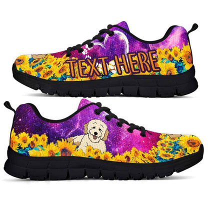 Custom Name Poodle Sneaker, Poodle Sunflower Galaxy Sneakers Running Shoes, Best Running Shoes