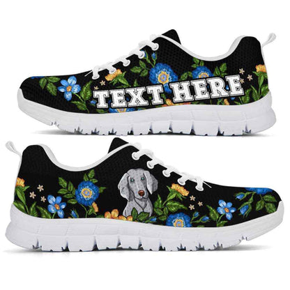 Custom Name Weimaraner Sneaker, Weimaraner Colorful Floral Flower Dog Lovers Sneakers Gym Running Shoes, Best Running Shoes