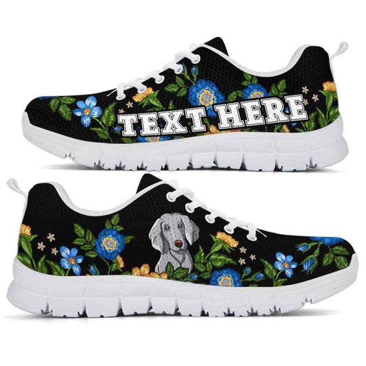 Custom Name Weimaraner Sneaker, Weimaraner Colorful Floral Flower Dog Lovers Sneakers Gym Running Shoes, Best Running Shoes