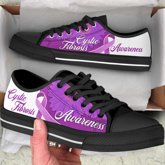 Cystic Fibrosis Shoes Awareness Ribbon Low Top Shoes Canvas Shoes, Breast Cancer Awareness Shoes