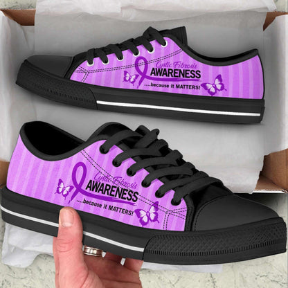 Cystic Fibrosis Shoes Because It Matters Low Top Shoes Canvas Shoes, Breast Cancer Awareness Shoes