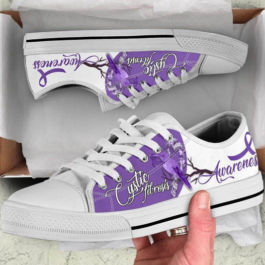 Cystic Fibrosis Shoes Hummingbird Low Top Shoes, Breast Cancer Awareness Shoes