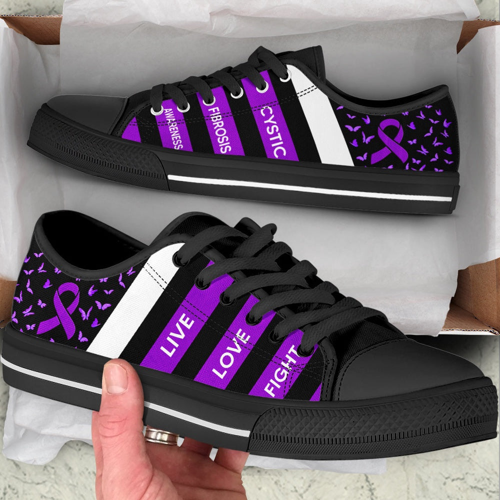 Cystic Fibrosis Shoes Plaid Low Top Shoes, Breast Cancer Awareness Shoes
