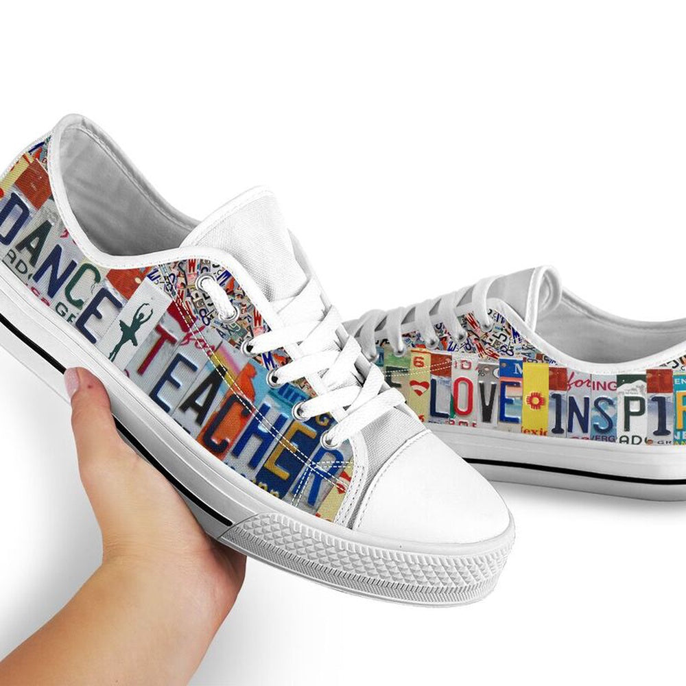 Dance Teacher Inspire License Plates Low Top Shoes, Teacher Shoes, Low Top Sneakers