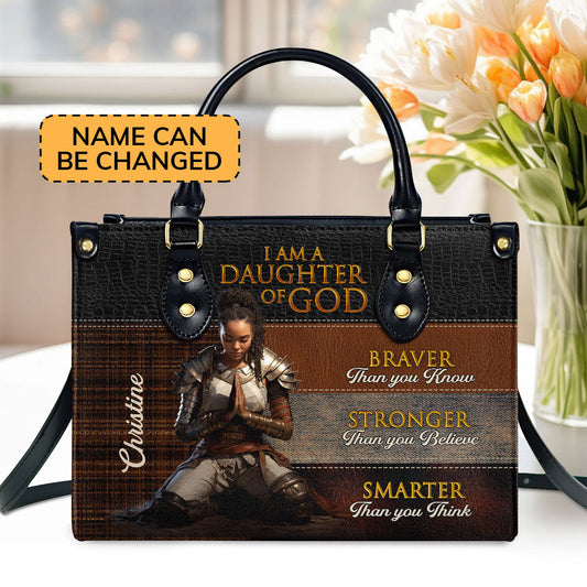 Daughter Of God Personalized Leather Handbag - Custom Name Leather Handbags For Women