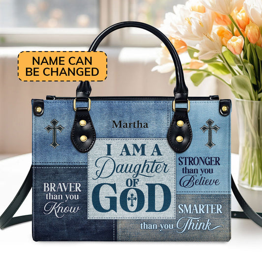 Daughter Of God Personalized Leather Handbag With Handle For Women