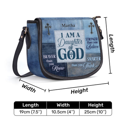 Daughter Of God Personalized Leather Saddle Bag - Christian Women's Handbags