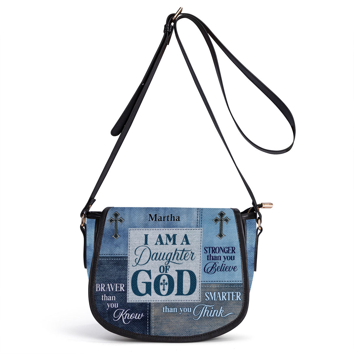 Daughter Of God Personalized Leather Saddle Bag - Christian Women's Handbags