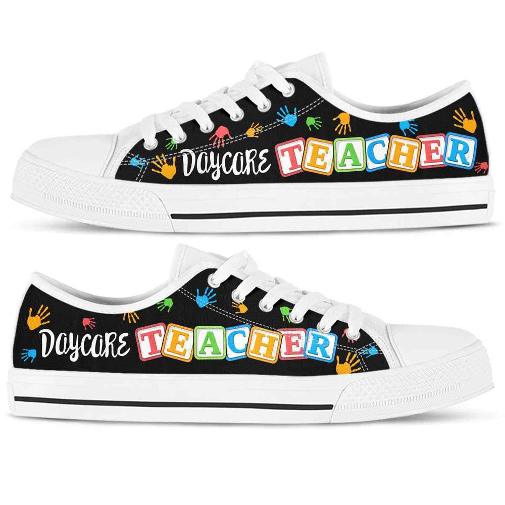 Daycare Teacher Colorful Hands Alphabet Low Top Shoes, Teacher Shoes, Low Top Sneakers