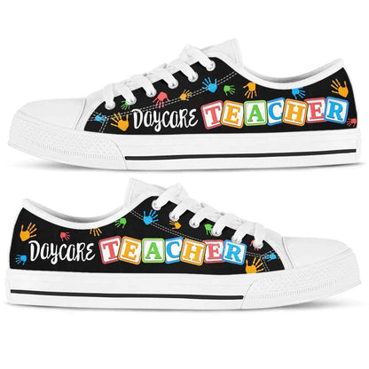 Daycare Teacher Colorful Hands Alphabet Low Top Shoes, Teacher Shoes, Low Top Sneakers