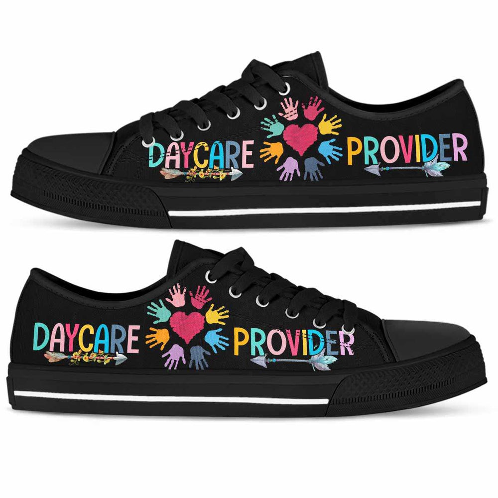 Daycare Teacher Colorful Hands Daycare Provider Low Top Shoes, Teacher Shoes, Low Top Sneakers