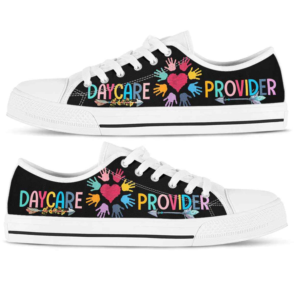 Daycare Teacher Colorful Hands Daycare Provider Low Top Shoes, Teacher Shoes, Low Top Sneakers
