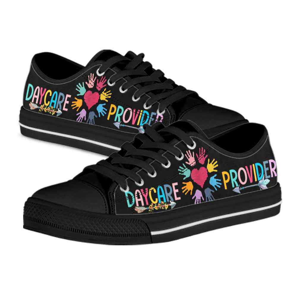 Daycare Teacher Colorful Hands Daycare Provider Low Top Shoes, Teacher Shoes, Low Top Sneakers