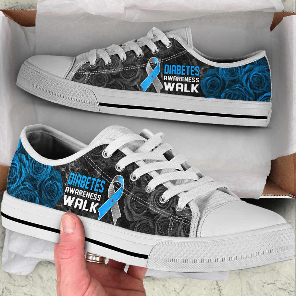 Diabetes Awareness Shoes Walk Low Top Shoes Canvas Shoes, Breast Cancer Awareness Shoes