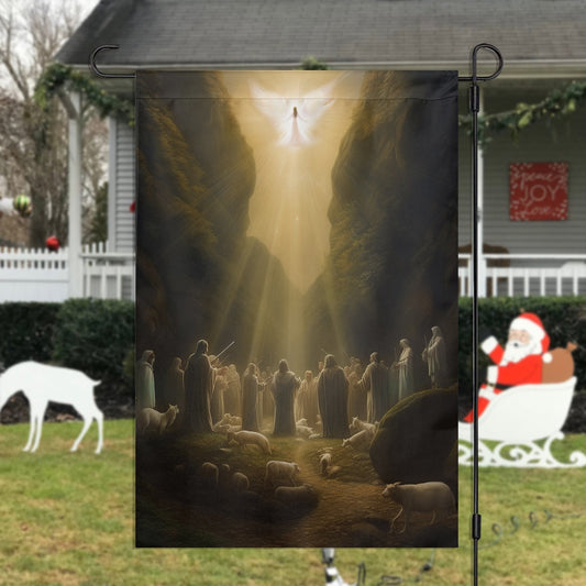 Divine Light The Heavenly Announcement Christmas Garden Flag - Christian House Flag