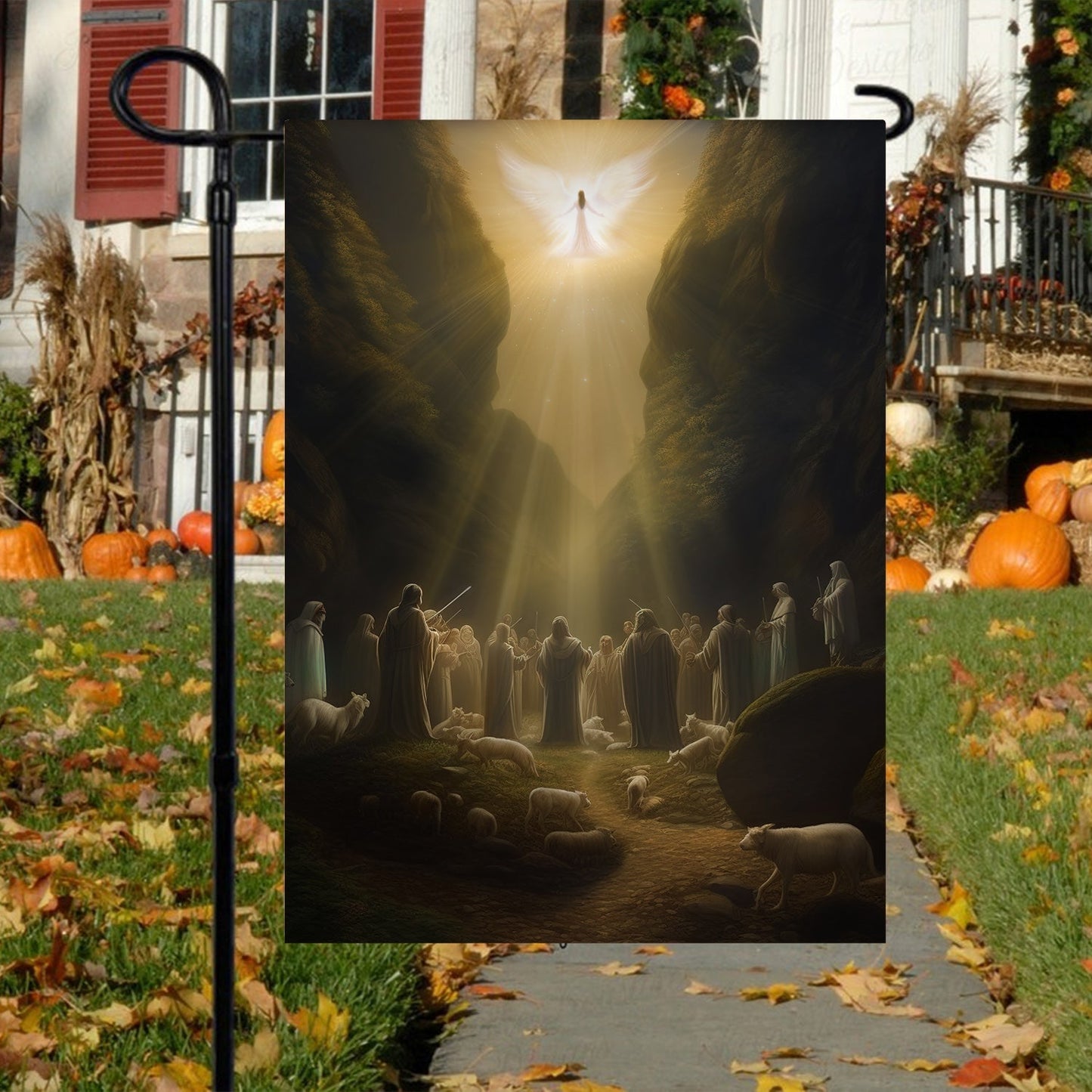 Divine Light The Heavenly Announcement Christmas Garden Flag - Christian House Flag