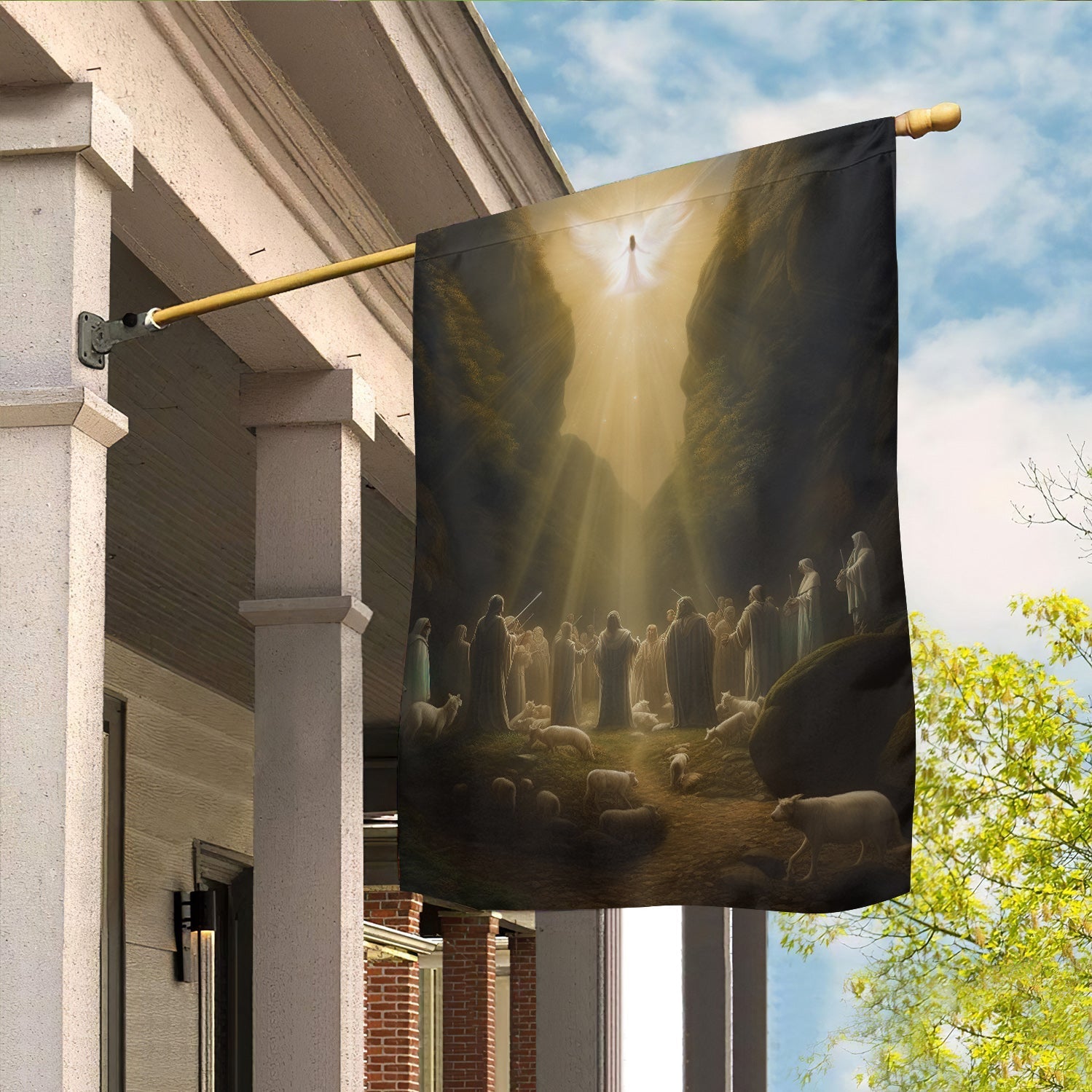 Divine Light The Heavenly Announcement Christmas Garden Flag - Christian House Flag