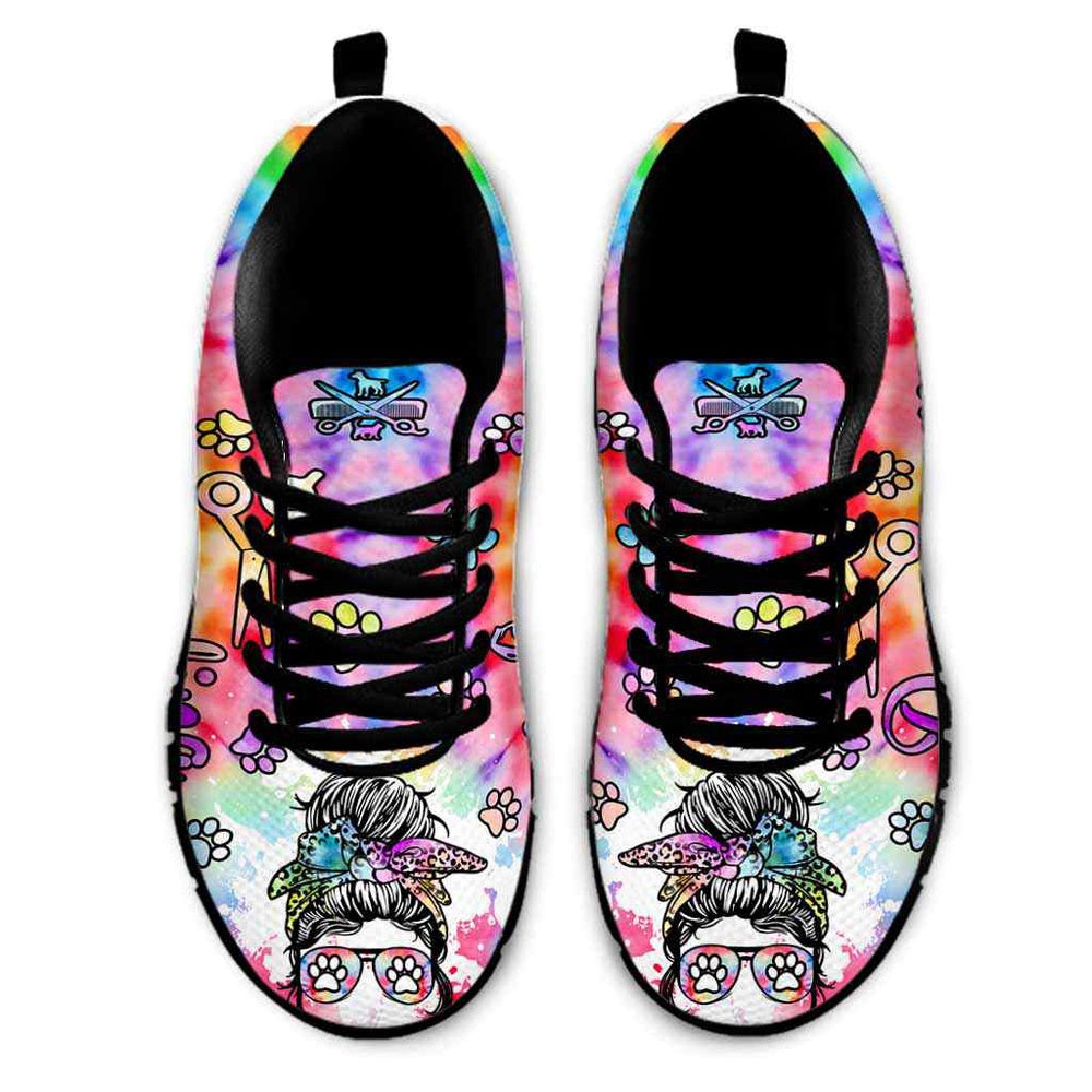 Dog Boarding Tie Dye Love Heart Sneakers Shoes, Dog Print Shoes, Best Running Shoes, Unique Gifts For Dog Lovers