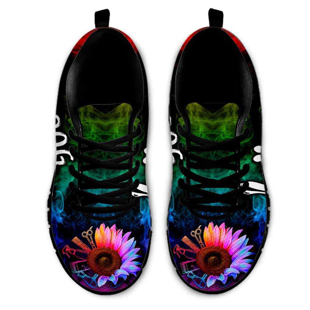 Dog Groomer Sneaker, Colorful Dog Groomer Sunlower Smoke Sneakers Shoes, Best Running Shoes, Unique Gifts For Dog Lovers