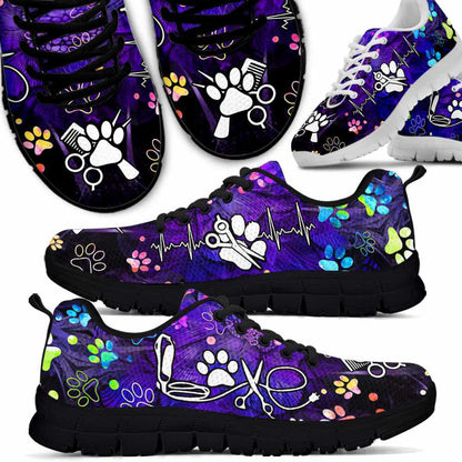 Dog Groomer Sneaker, Colorful Paw Pattern Dog Groomer Sneakers Shoes, Best Running Shoes, Unique Gifts For Dog Lovers
