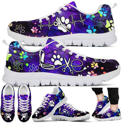 Dog Groomer Sneaker, Colorful Paw Pattern Dog Groomer Sneakers Shoes, Best Running Shoes, Unique Gifts For Dog Lovers