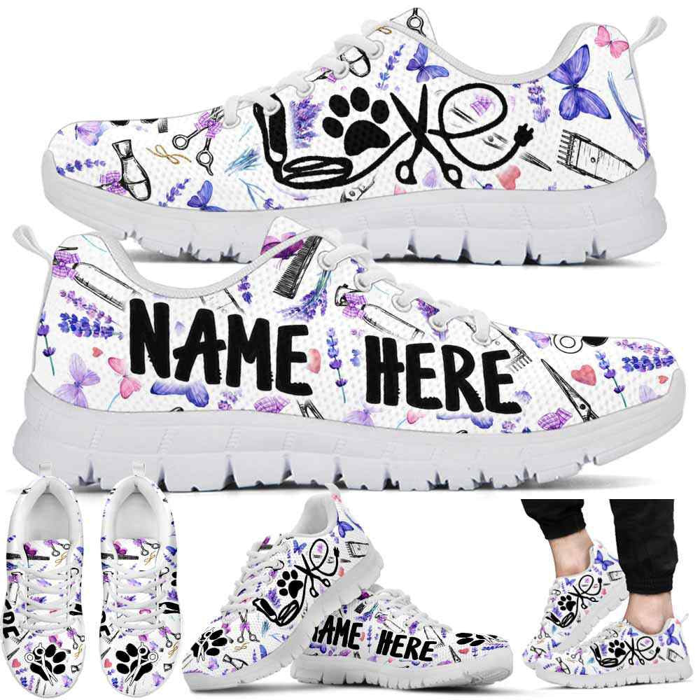 Dog Groomer Sneaker, Dog Groomer Custom Name Lavender Tools Sneakers Shoes, Best Running Shoes, Unique Gifts For Dog Lovers